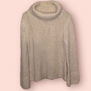 Express Women’s Large Handknit cowl neck cream sweater